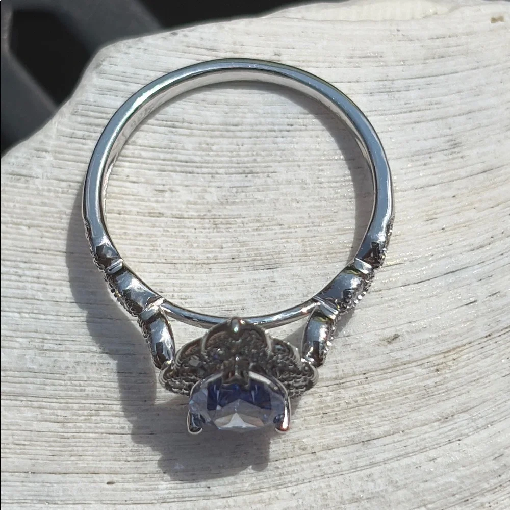 Pear Cut 1.25 tcw Genuine Tanzanite & Diamond Ring Sterling Silver Size 7
